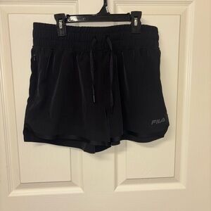 Fila Black Athletic Running Shorts with Drawstring Waist